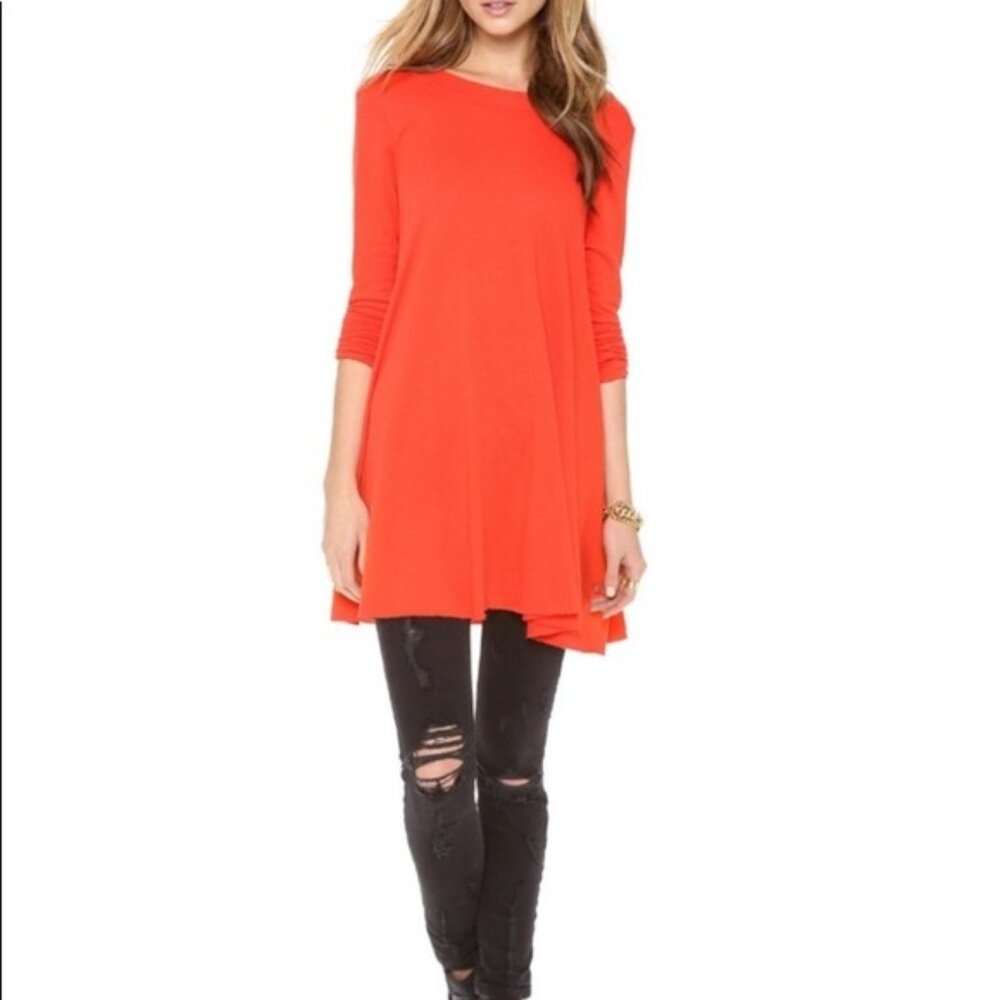 Free People Beach Poppy Orange Tunic Top m